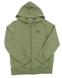 Khaki propínací mikina s nášivkou a kapucí zn. Name it