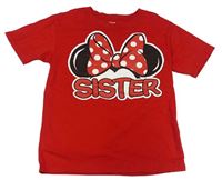 Červené tričko s Minnie a nápise Disney