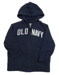 Tmavomodrá propínací mikina s logem a kapucí zn. OLD NAVY