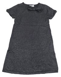 Černé třpytivé pletené šaty s mašlí H&M