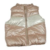 Růžovo-stříbrná šusťáková zateplená vesta F&F