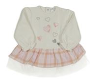 Bílo-růžové teplákové šaty se srdíčky