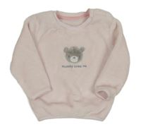 Světlerůžová chlupatá mikina s medvědem Little nutmeg