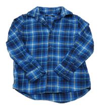 Modro-béžovo-bílá kostkovaná flanelová košile Next