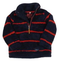 Tmavomodro-červená pruhovaná chlupatá mikina Joules