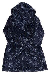 Tmavomodrý chlupatý župan s medvídky Pudsey a kapucí George