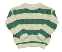 Bílo-zeleno-žlutý pruhovaný svetr Primark