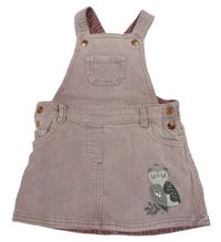 Světlerůžové manšestrové laclové šaty se sovou Tu