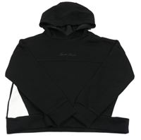 Černo-bílá crop mikina s nápisem a kapucí Dunnes