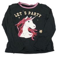 Černé triko s jednorožcem bpc