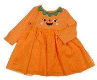 ORanžové bavlněno/tylové šaty s dýní Primark