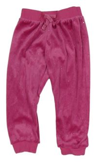 Fuchisové třpytivé sametové kalhoty juicy couture