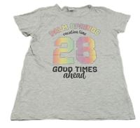 Světlešedé tričko s číslem a nápisem Page one young