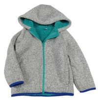 Bílo-černá melírovaná pletená zateplená propínací mikina s kapucí TU