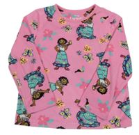 Růžové sametová tričko s dívkou a květinami Disney