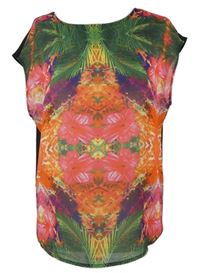 Dámská barevno-černá šifonová halenka s květy S. Oliver