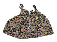 Černo-barevný květovaný crop top Next