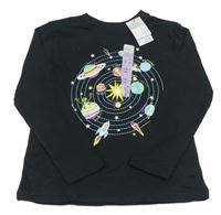 Černé triko s planetami Primark