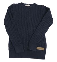 Tmavomodrý svetr s copánky H&M