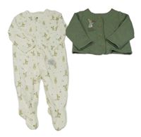 Nové - 2set - Khaki prošívané bolérko se zajícem + overal Tu