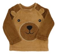 Béžovo-hnědá chlupatá mikina s medvídkem Primark