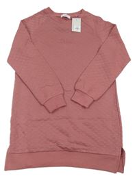Nové - Růžové prošívané teplákové šaty s nápisem Primark
