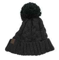 Tmavošedá pletená 3D vzorovaná podšitá čepice s bambulí Next