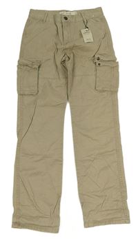 Nové - šedobéžové cargo plátěné kalhoty Denim Co.