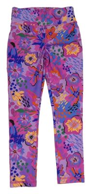 Fialovo-barevné květované sportovní legíny Dunnes