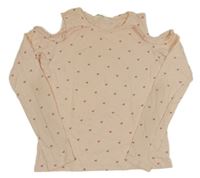 Světlerůžové kytičkované triko s průstřihy na ramenou H&M