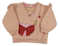 Růžová mikina s kabelkou a flitry River Island