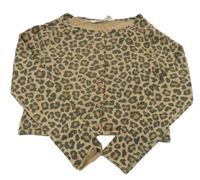 Béžovo-tmavošedý vzorovaný propínací crop svetr H&M