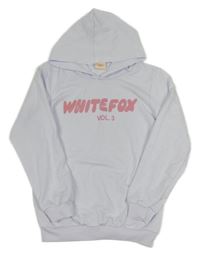 Bílá mikina s nápisem a kapucí