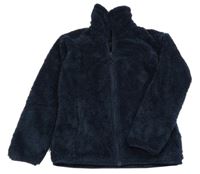 Tmavomodrá chlupatá propínací mikina se stojáčkem Icepeak