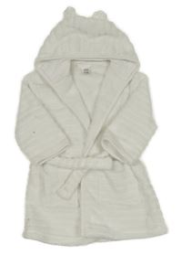 Bílý chlupatý žebrovaný župan s kapucí C&A