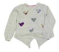 Bílé puntíkaté triko s překlápěcími flitry a uzlem Nutmeg