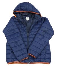 Tmavomodrá šusťáková prošívaná lehká zateplená bunda s kapucí Pepperts