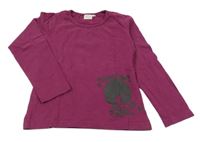 Purpurové triko s potiskem Alive