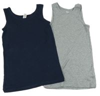 2x nátělník - šedý + tmavomodrý 