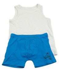2set - modré boxerky se skejťákem + bílý nátělník