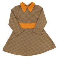 Oranžovo-šedé vzorované šaty s límečkem 