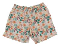 Bílo-barevné květované bavlněné kraťasy 