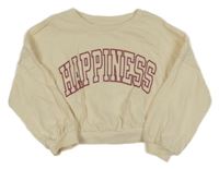 Smetanová crop mikina s nápisem Next