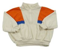 Smetanovo-červeno-modrá oversize mikina se stojáčkem George