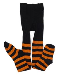 Černo-oranžové puruhpvané punčocháče 