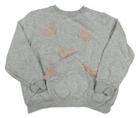 Šedá melírovaná mikina s motýly H&M