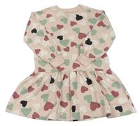 Světlerůžové teplákové šaty se srdíčky H&M