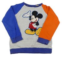 Šedo-safírovo-oranžová mikina s Mickeym zn. Disney