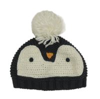 Tmavošedo-bílá pletená čepice s tučňákem Next 