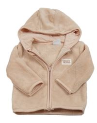 Světlerůžová chlupatá propínací mikina s kapucí DKNY